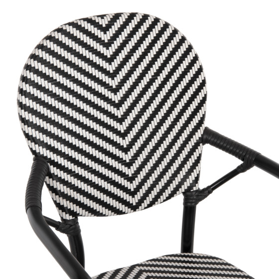 ARMCHAIR ALUMINUM HM5928.01 BLACK WITH TEXTLINE IN BLACK&WHITE 56x59x94,5Hcm.