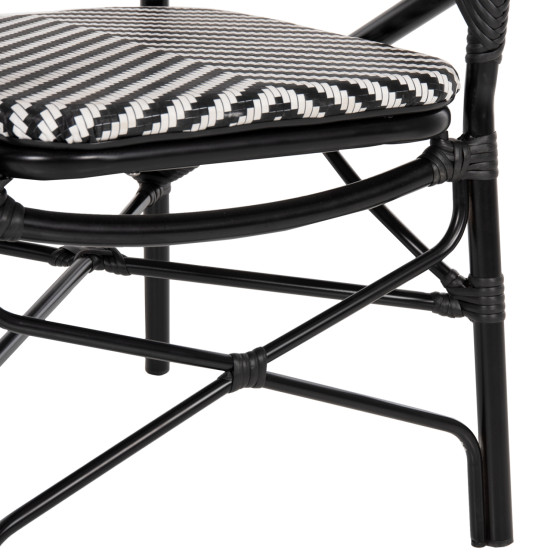 ARMCHAIR ALUMINUM HM5928.01 BLACK WITH TEXTLINE IN BLACK&WHITE 56x59x94,5Hcm.