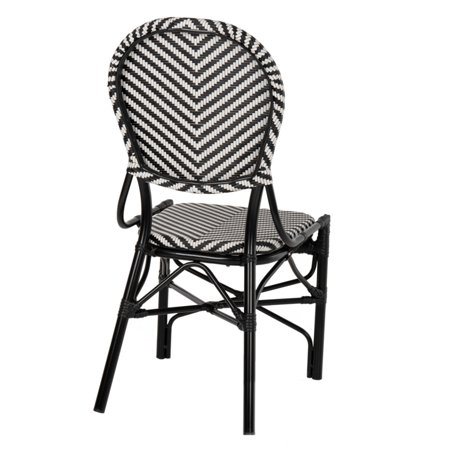 CHAIR ALUMINUM HM5927.01 WITH TEXTLINE BLACK-WHITE 46x56x95Hcm.