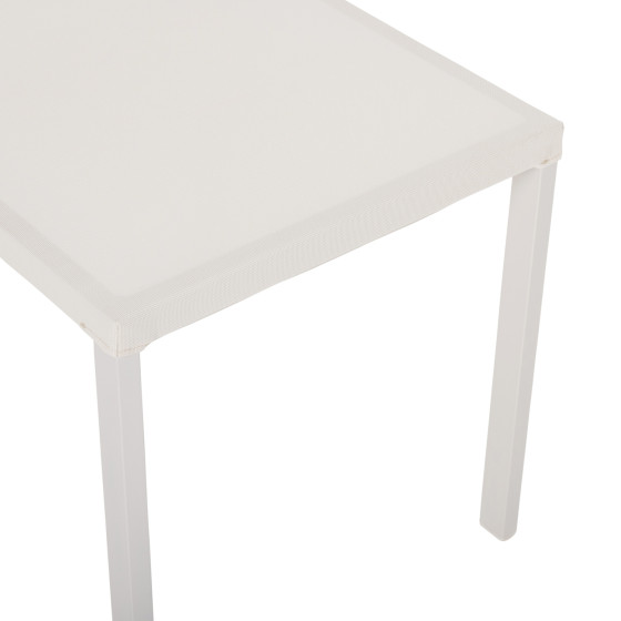 CHAIR ALUMINUM HM5921.02 WHITE FRAME AND TEXTLINE WITH BEIGE SYNTHETIC RATTAN 46x55,5x83Hcm.