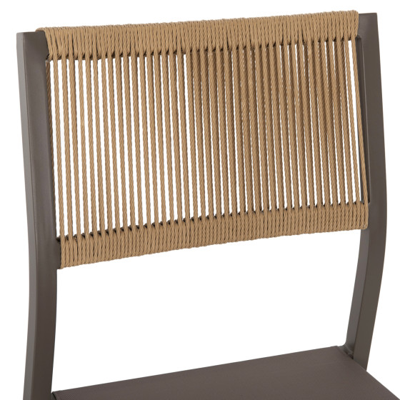 CHAIR ALUMINUM HM5921.03 CHAMPAGNE FRAME AND TEXTLINE WITH BEIGE SYNTHETIC RATTAN 46x55,5x83Hcm.