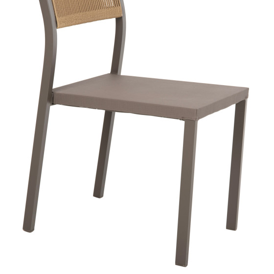 CHAIR ALUMINUM HM5921.03 CHAMPAGNE FRAME AND TEXTLINE WITH BEIGE SYNTHETIC RATTAN 46x55,5x83Hcm.
