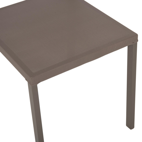 CHAIR ALUMINUM HM5921.03 CHAMPAGNE FRAME AND TEXTLINE WITH BEIGE SYNTHETIC RATTAN 46x55,5x83Hcm.