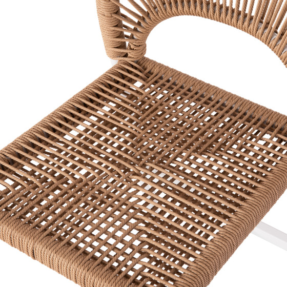 BAR STOOL MEDIUM HEIGHT NOJO HM5920.01 WHITE ALUMINUM--BEIGE SYNTHETIC RATTAN 40x55.5x99Hcm.