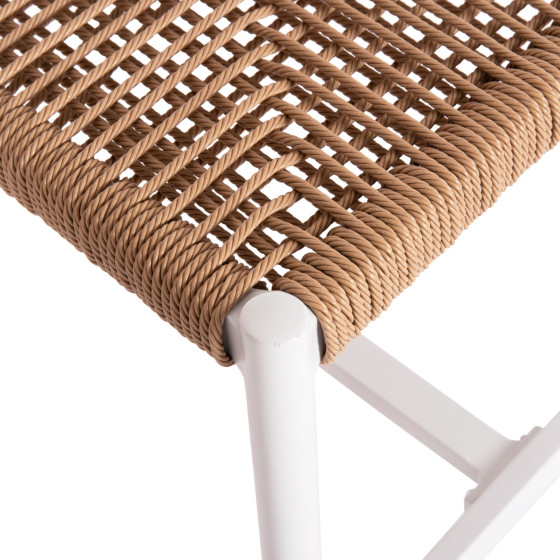 BAR STOOL MEDIUM HEIGHT NOJO HM5920.01 WHITE ALUMINUM--BEIGE SYNTHETIC RATTAN 40x55.5x99Hcm.