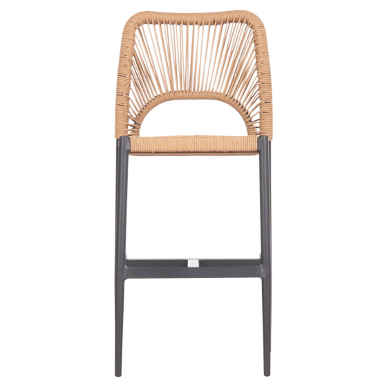BAR STOOL MEDIUM HEIGHT NOJO HM5920.02 ANTHRACITE ALUMINUM--BEIGE SYNTHETIC RATTAN 40x55.5x99Hcm.