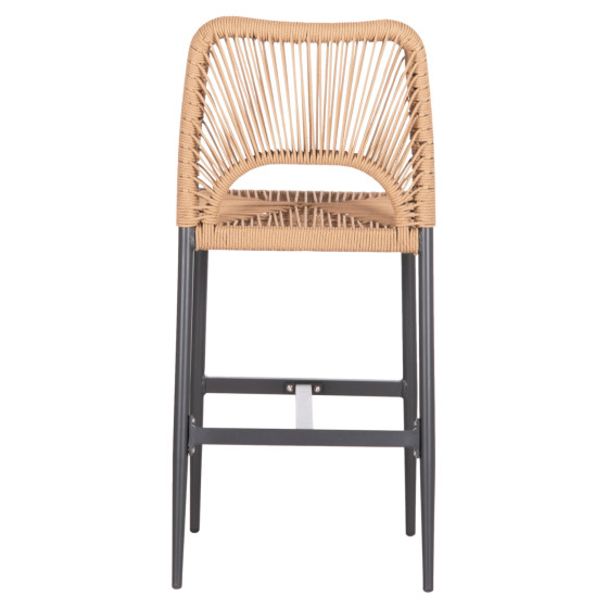 BAR STOOL MEDIUM HEIGHT NOJO HM5920.02 ANTHRACITE ALUMINUM--BEIGE SYNTHETIC RATTAN 40x55.5x99Hcm.