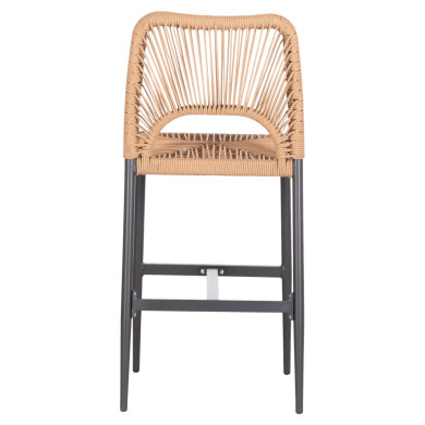 BAR STOOL MEDIUM HEIGHT NOJO HM5920.02 ANTHRACITE ALUMINUM--BEIGE SYNTHETIC RATTAN 40x55.5x99Hcm.
