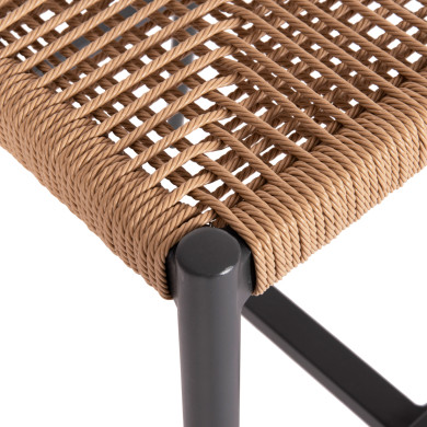 BAR STOOL MEDIUM HEIGHT NOJO HM5920.02 ANTHRACITE ALUMINUM--BEIGE SYNTHETIC RATTAN 40x55.5x99Hcm.