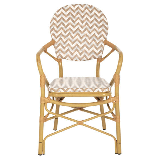 ARMCHAIR ALUMINUM HM5928.03 BAMBOO LOOK WITH TEXTLINE- NATURAL &WHITE 55x58x95Hcm.