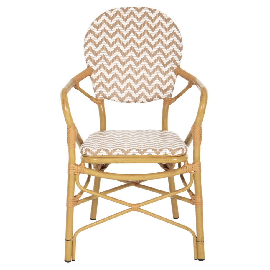 ARMCHAIR ALUMINUM HM5928.03 BAMBOO LOOK WITH TEXTLINE- NATURAL &WHITE 55x58x95Hcm.