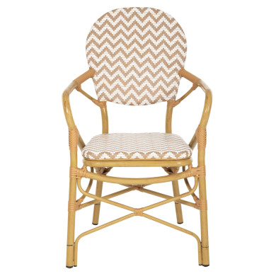 ARMCHAIR ALUMINUM HM5928.03 BAMBOO LOOK WITH TEXTLINE- NATURAL &WHITE 55x58x95Hcm.