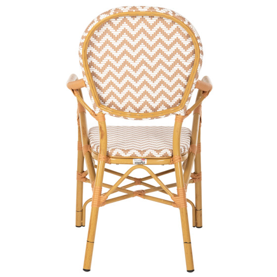 ARMCHAIR ALUMINUM HM5928.03 BAMBOO LOOK WITH TEXTLINE- NATURAL &WHITE 55x58x95Hcm.