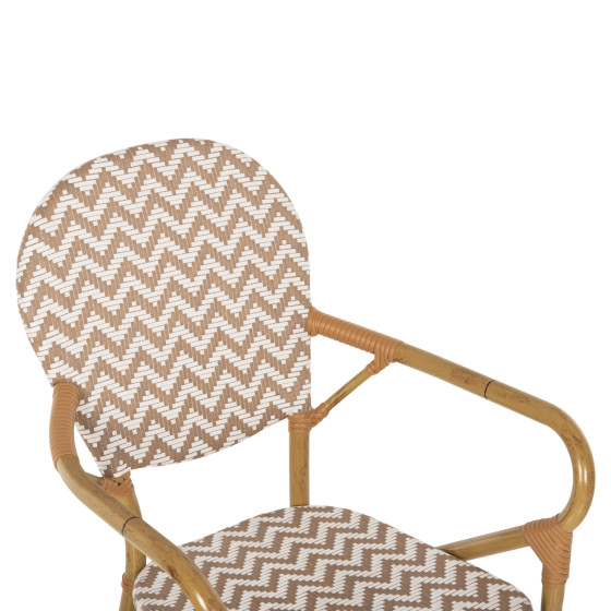 ARMCHAIR ALUMINUM HM5928.03 BAMBOO LOOK WITH TEXTLINE- NATURAL &WHITE 55x58x95Hcm.