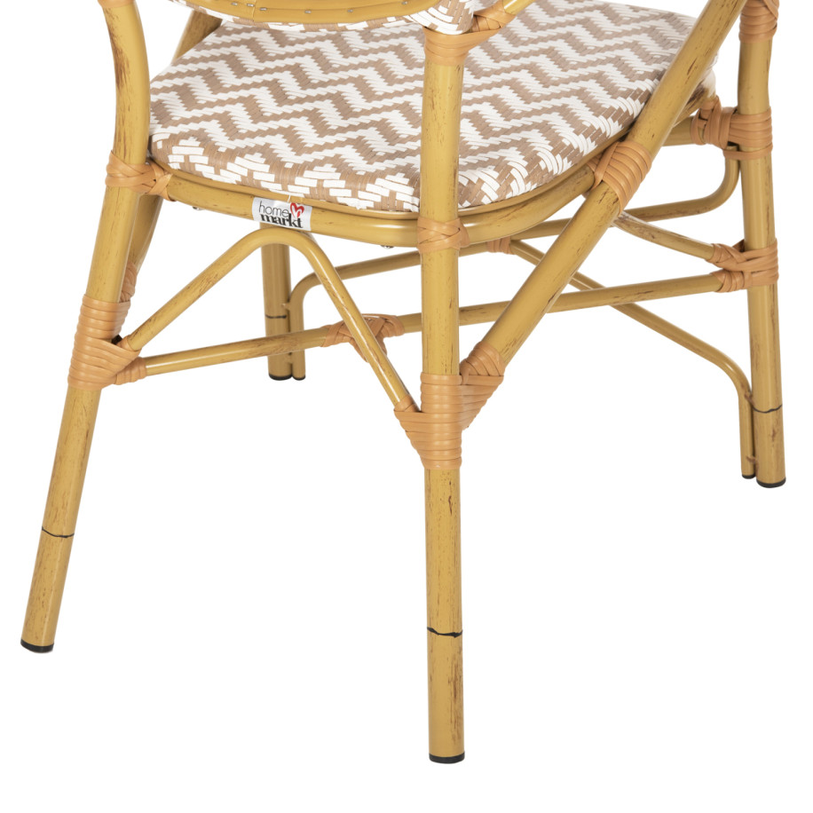 ARMCHAIR ALUMINUM HM5928.03 BAMBOO LOOK WITH TEXTLINE- NATURAL &WHITE 55x58x95Hcm.
