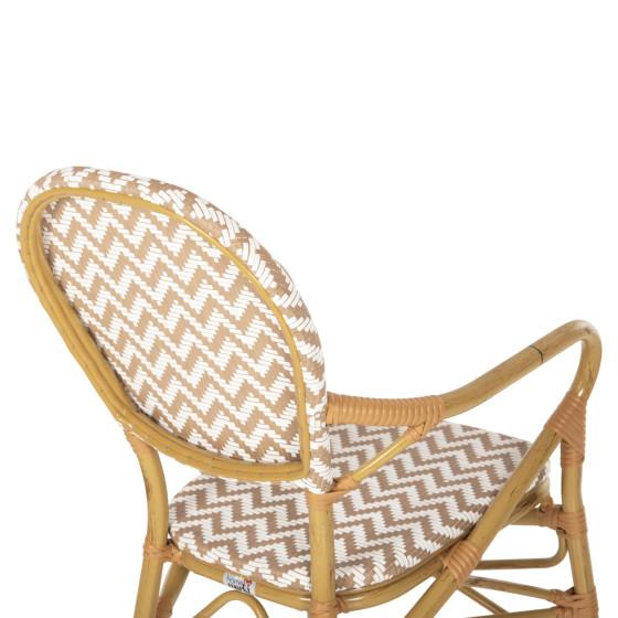 ARMCHAIR ALUMINUM HM5928.03 BAMBOO LOOK WITH TEXTLINE- NATURAL &WHITE 55x58x95Hcm.