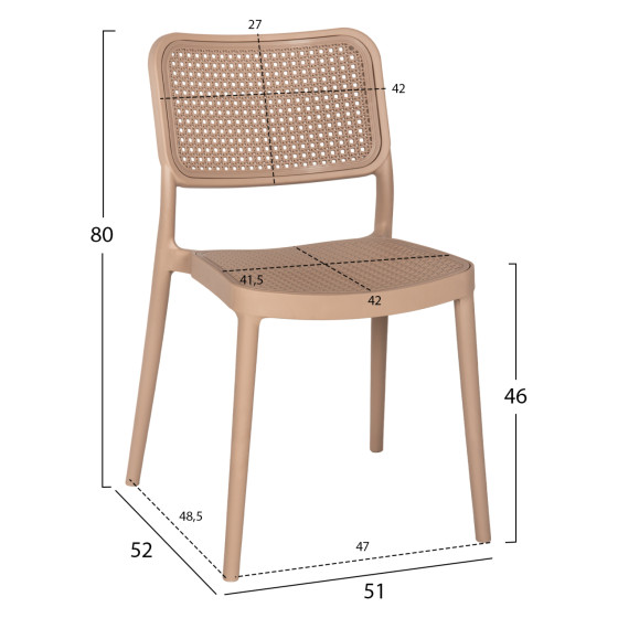 CHAIR POLYPROPYLENE MEKO HM5934.03 CAPPUCCINO 51x52x80Hcm.