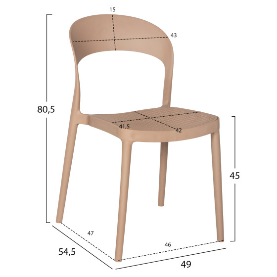 CHAIR POLYPROPYLENE CLEO HM5936.03 CAPPUCCINO 49x54,5x80,5Hcm.