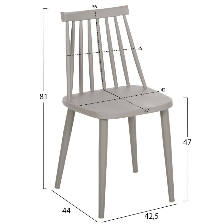 Dining Chair HM8052.22 Vanessa GREY with metallic GREY legs 42.5x44x81H cm.