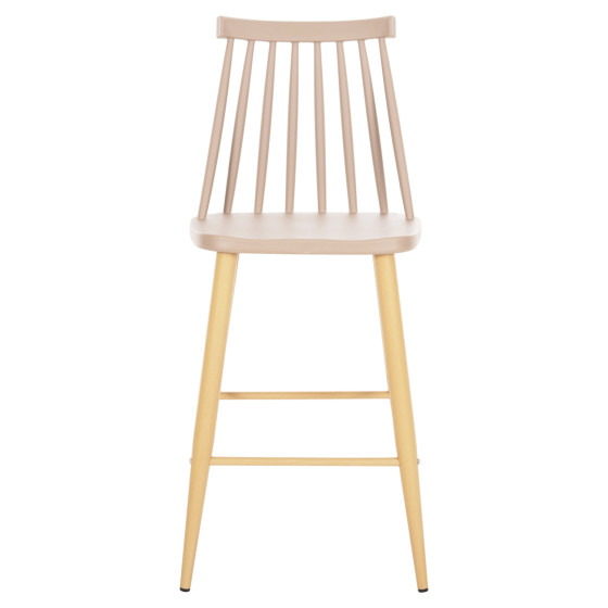 BAR STOOL MEDIUM HEIGHT VANESSA HM9300.25 CAPPUCCINO PP & METAL LEGS IN WOOD COLOR 45,5x46x97Hcm.