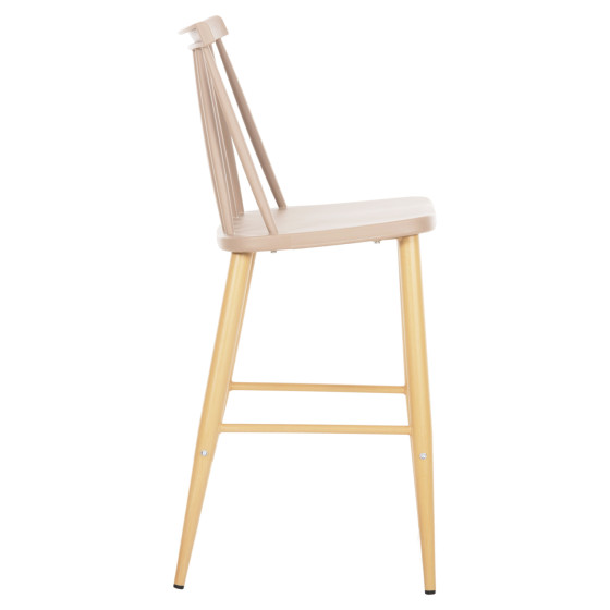 BAR STOOL MEDIUM HEIGHT VANESSA HM9300.25 CAPPUCCINO PP & METAL LEGS IN WOOD COLOR 45,5x46x97Hcm.