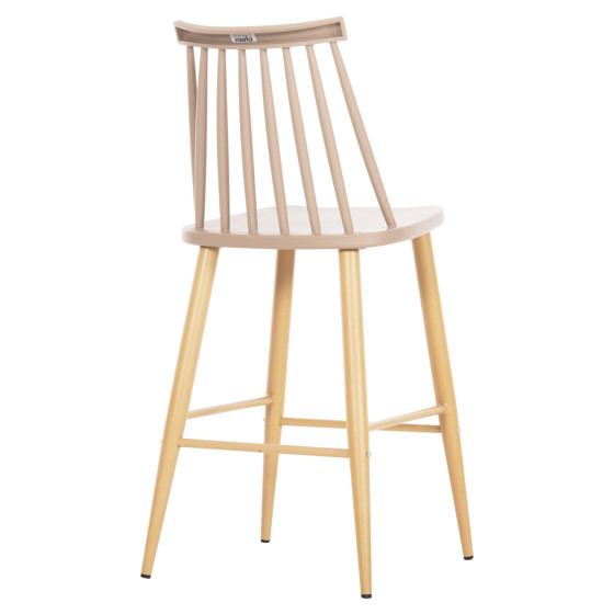 BAR STOOL MEDIUM HEIGHT VANESSA HM9300.25 CAPPUCCINO PP & METAL LEGS IN WOOD COLOR 45,5x46x97Hcm.