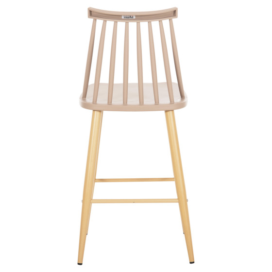 BAR STOOL MEDIUM HEIGHT VANESSA HM9300.25 CAPPUCCINO PP & METAL LEGS IN WOOD COLOR 45,5x46x97Hcm.