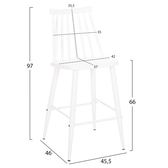 BAR STOOL MEDIUM HEIGHT VANESSA HM9300.11 POLYPROPYLENE & METAL-WHITE 45,5x46x97Hcm.