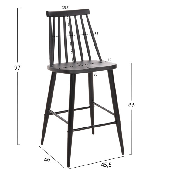BAR STOOL MEDIUM HEIGHT VANESSA HM9300.12 POLYPROPYLENE & METAL-BLACK 45,5x46x97Hcm.