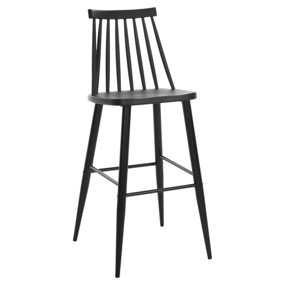 BAR STOOL HIGH SEAT VANESSA HM8459.12 BLACK PP & BLACK METAL LEGS 47x48,5x107Hcm.