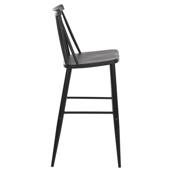 BAR STOOL HIGH SEAT VANESSA HM8459.12 BLACK PP & BLACK METAL LEGS 47x48,5x107Hcm.