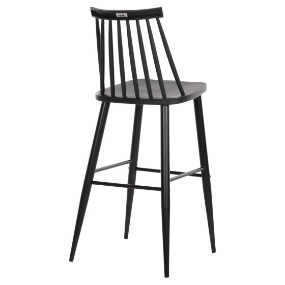 BAR STOOL HIGH SEAT VANESSA HM8459.12 BLACK PP & BLACK METAL LEGS 47x48,5x107Hcm.