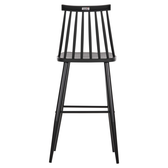 BAR STOOL HIGH SEAT VANESSA HM8459.12 BLACK PP & BLACK METAL LEGS 47x48,5x107Hcm.