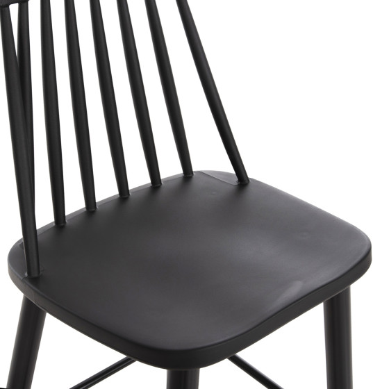 BAR STOOL HIGH SEAT VANESSA HM8459.12 BLACK PP & BLACK METAL LEGS 47x48,5x107Hcm.