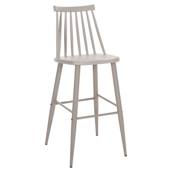 BAR STOOL HIGH SEAT VANESSA HM8459.20 GREY PP & GREY METAL LEGS 47x48,5x107Hcm.