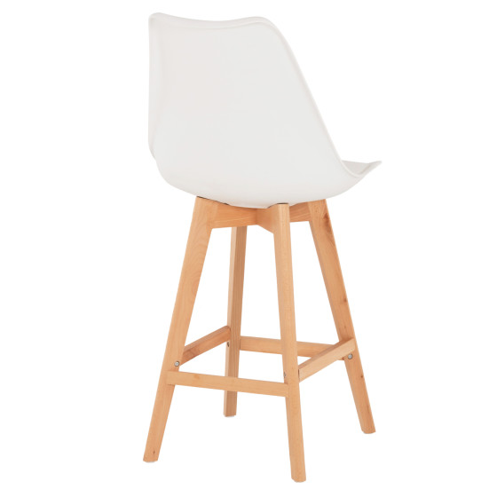 BAR STOOL VEGAS HM8000.21 MEDIUM HEIGHT WHITE POLYPROPYLENE NATURAL BEECH WOOD 47x58x100Hcm.