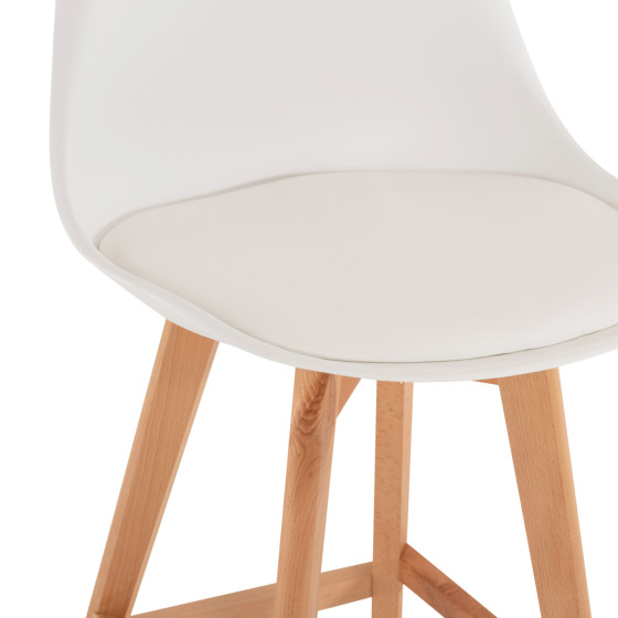 BAR STOOL VEGAS HM8000.21 MEDIUM HEIGHT WHITE POLYPROPYLENE NATURAL BEECH WOOD 47x58x100Hcm.