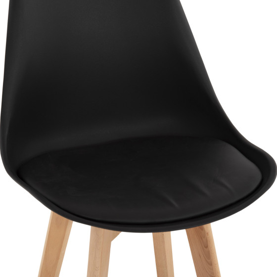 BAR STOOL VEGAS HM8000.22 MEDIUM HEIGHT BLACK POLYPROPYLENE NATURAL BEECH WOOD 47x58x100Hcm.
