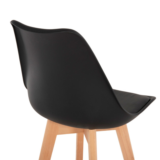 BAR STOOL VEGAS HM8000.22 MEDIUM HEIGHT BLACK POLYPROPYLENE NATURAL BEECH WOOD 47x58x100Hcm.