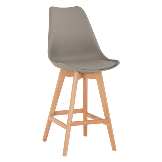 BAR STOOL VEGAS HM8000.40 MEDIUM HEIGHT GREY POLYPROPYLENE NATURAL BEECH WOOD 47x58x100Hcm.