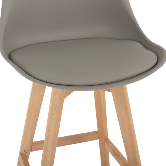 BAR STOOL VEGAS HM8000.40 MEDIUM HEIGHT GREY POLYPROPYLENE NATURAL BEECH WOOD 47x58x100Hcm.