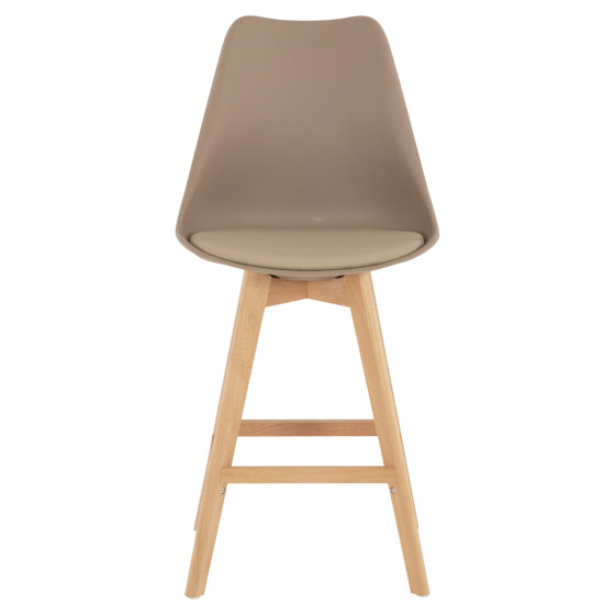 BAR STOOL VEGAS HM8000.55 MEDIUM HEIGHT CAPPUCCINO POLYPROPYLENE NATURAL BEECH WOOD 47x58x100Hcm.