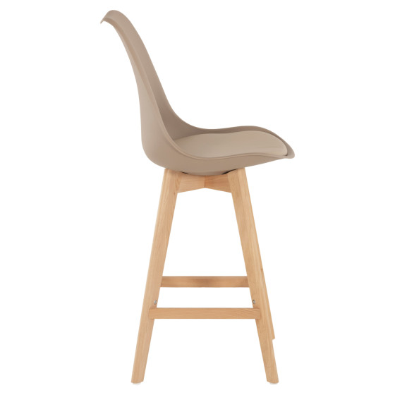BAR STOOL VEGAS HM8000.55 MEDIUM HEIGHT CAPPUCCINO POLYPROPYLENE NATURAL BEECH WOOD 47x58x100Hcm.