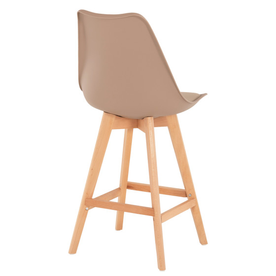 BAR STOOL VEGAS HM8000.55 MEDIUM HEIGHT CAPPUCCINO POLYPROPYLENE NATURAL BEECH WOOD 47x58x100Hcm.