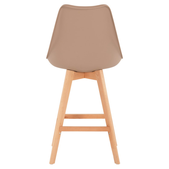 BAR STOOL VEGAS HM8000.55 MEDIUM HEIGHT CAPPUCCINO POLYPROPYLENE NATURAL BEECH WOOD 47x58x100Hcm.