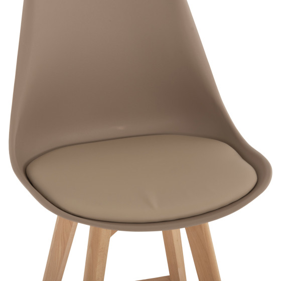 BAR STOOL VEGAS HM8000.55 MEDIUM HEIGHT CAPPUCCINO POLYPROPYLENE NATURAL BEECH WOOD 47x58x100Hcm.