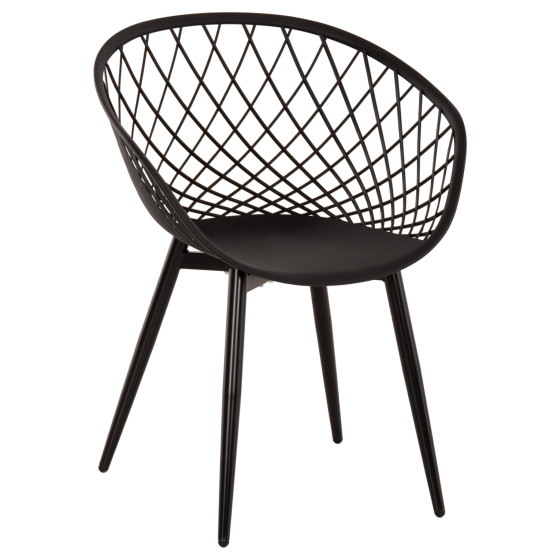 ARMCHAIR ARIADNE HM8001.22 BLACK POLYPROPYLENE- BLACK METAL LEGS 63x56x80Hcm.