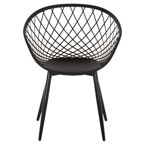 ARMCHAIR ARIADNE HM8001.22 BLACK POLYPROPYLENE- BLACK METAL LEGS 63x56x80Hcm.