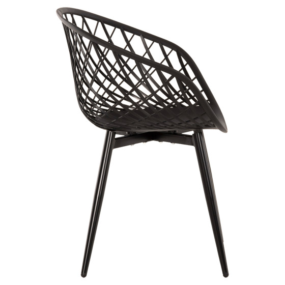 ARMCHAIR ARIADNE HM8001.22 BLACK POLYPROPYLENE- BLACK METAL LEGS 63x56x80Hcm.