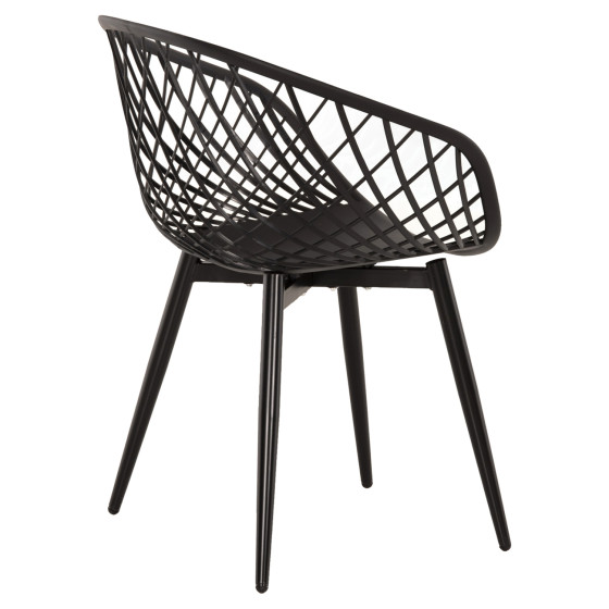 ARMCHAIR ARIADNE HM8001.22 BLACK POLYPROPYLENE- BLACK METAL LEGS 63x56x80Hcm.